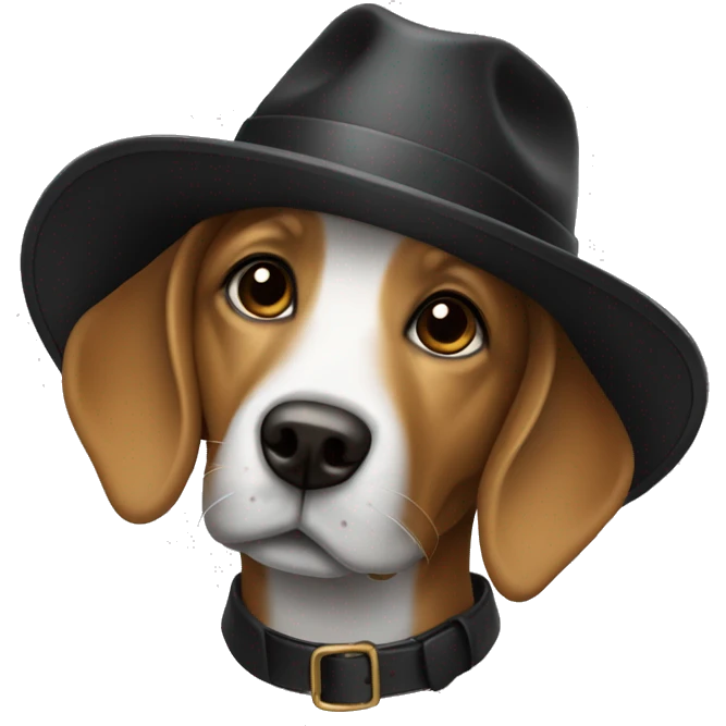 Un Chien avec un chapeau noir emoji