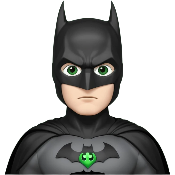 batman con el traje del caballero oscuro, solamente con los ojos verdes, el resto del traje que no sea verde emoji