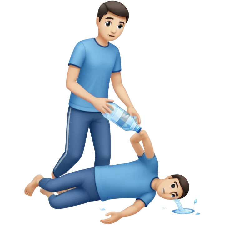 man full body emptying in the floor a bottle of water emoji