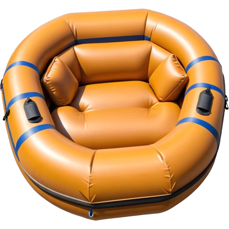brown round inflatable boat with several seats around the perimeter emoji