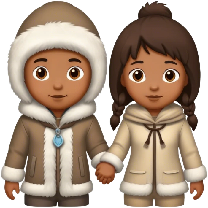 Boy Eskimo and girl eskimo holding hands emoji