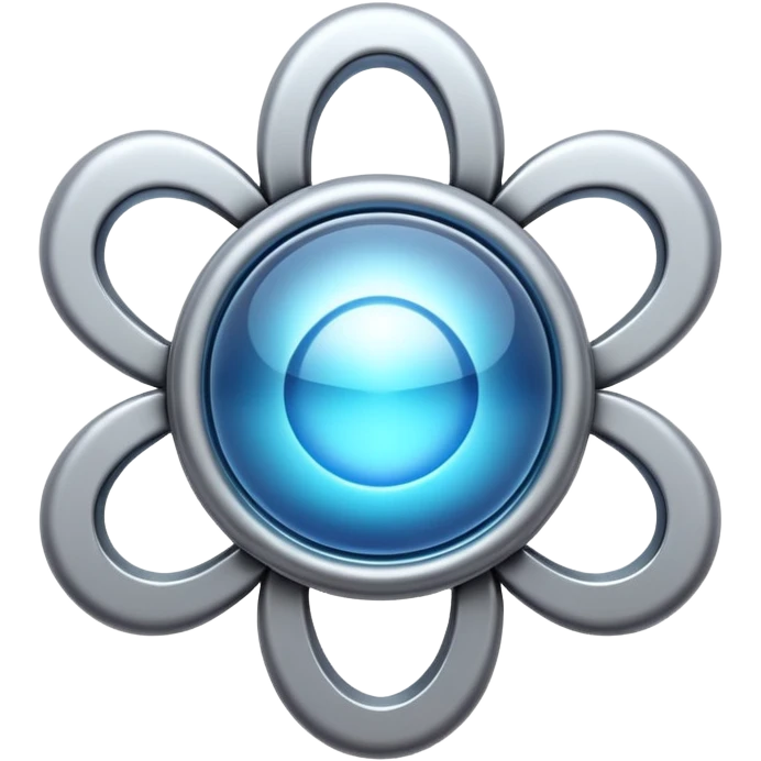 abstract amulet emoji, liquid metal form, symmetrical design, mystical futuristic 3D icon, isolated on white emoji