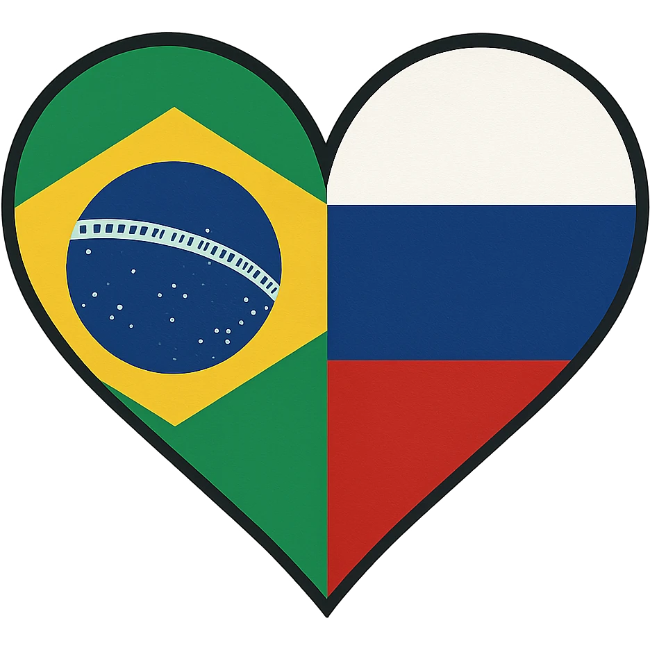 a heart with two flags inside: Brazil and Russia emoji