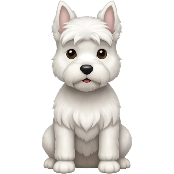 white schnauzer dog, sitting pose, iOS emoji style emoji