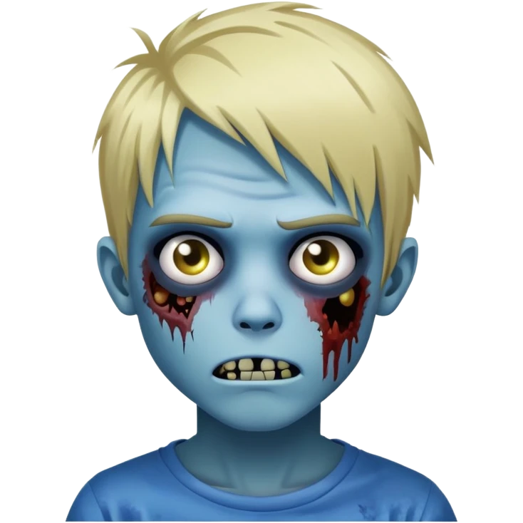 boy zombie with blonde emo hair and blue skin emoji