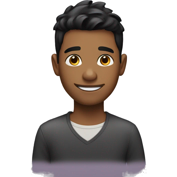 Brown boy smirking with black hair new hair cut  emoji