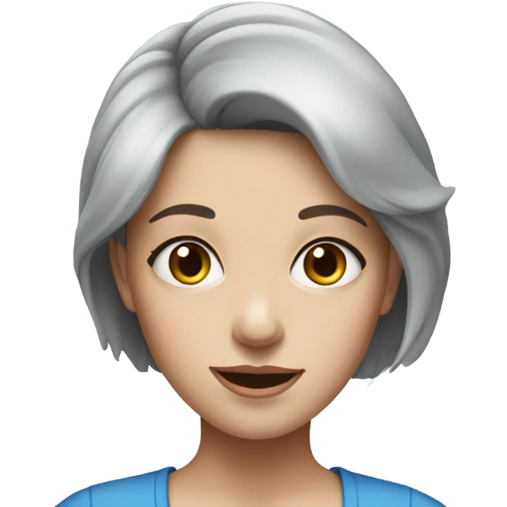 realistic portrait of a short grey hair blue eye girl emoji