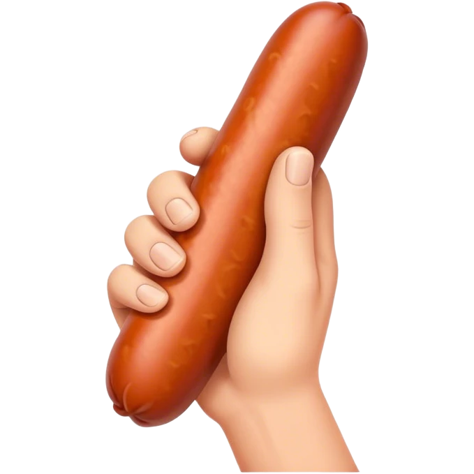 a hand holding a sausage emoji