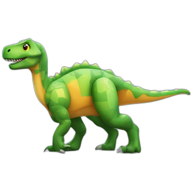 Cubed dinosaur with fierwork emoji