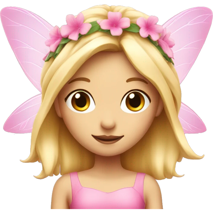 Pink fairy with blond hair on a flower emoji