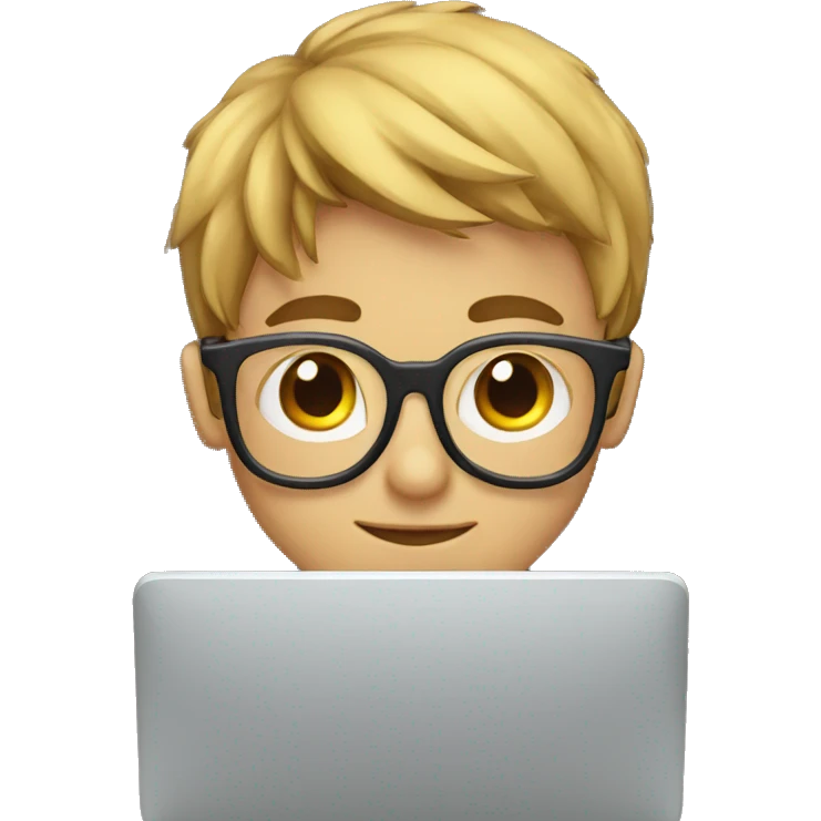 boy working on computer with glasses emoji