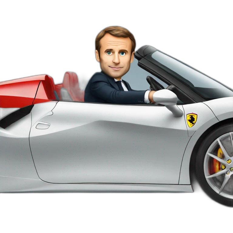 macron driving a ferrari emoji