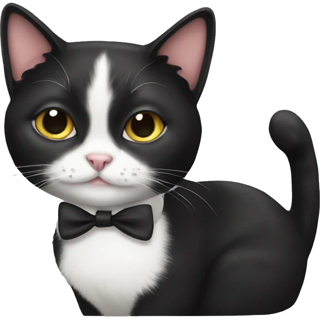 Tuxedo cat with hairbow  emoji