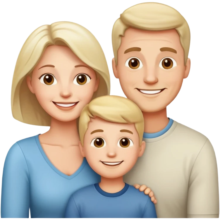 happy white family with husband wife and one son smiling together emoji