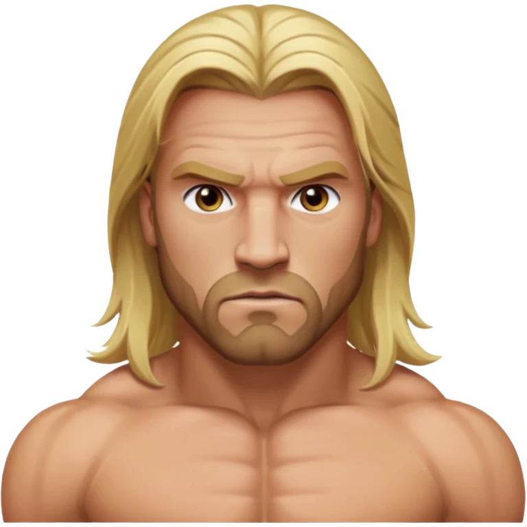 Triple H with hazel eyes, long blonde hair, shirtless emoji
