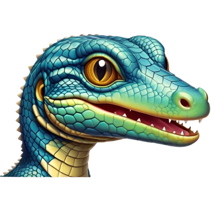 Cinematic Comical Monitor Lizard Portrait Emoji, Head tilted dramatically with an exaggeratedly shocked expression, featuring a robust, patterned body with wide, comically expressive eyes full of humorous disbelief, Simplified yet hilariously expressive features, highly detailed, glowing with a slightly sassy glow, high shine, dramatic yet playful, stylized with an air of quirky reptilian attitude, soft glowing outline, capturing the essence of a meme-worthy monitor lizard that looks ready to side-eye its way into viral fame! emoji