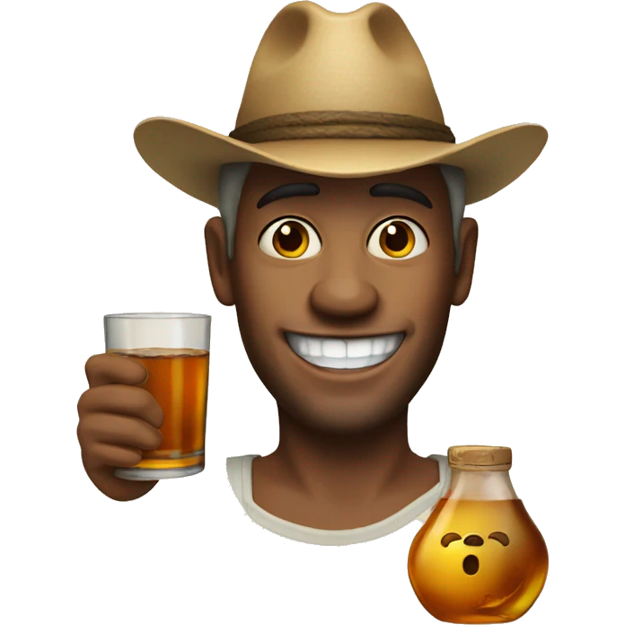Man with missing teeth, whiskey jug and straw hat emoji