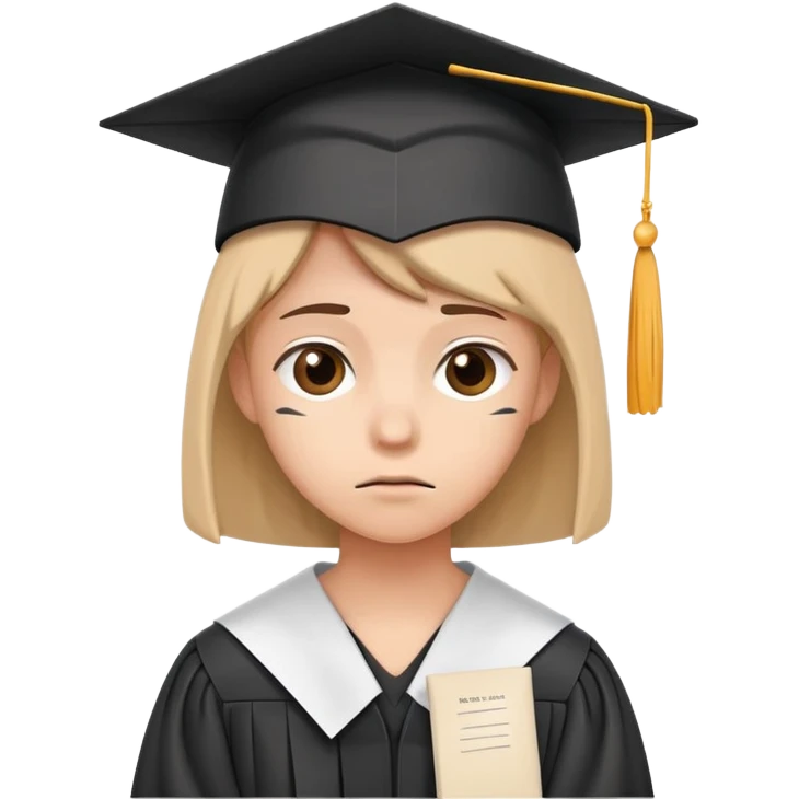 sad student with a failed test paper and a graduation cap emoji
