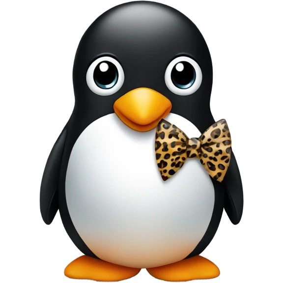 a penguin with a leopard print bow  emoji