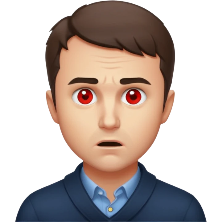 Charlie kirk with red dot on neck and scared expression on face emoji