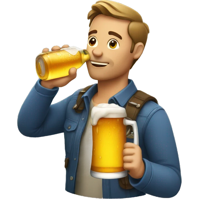 a man drinking a bottle of beer emoji