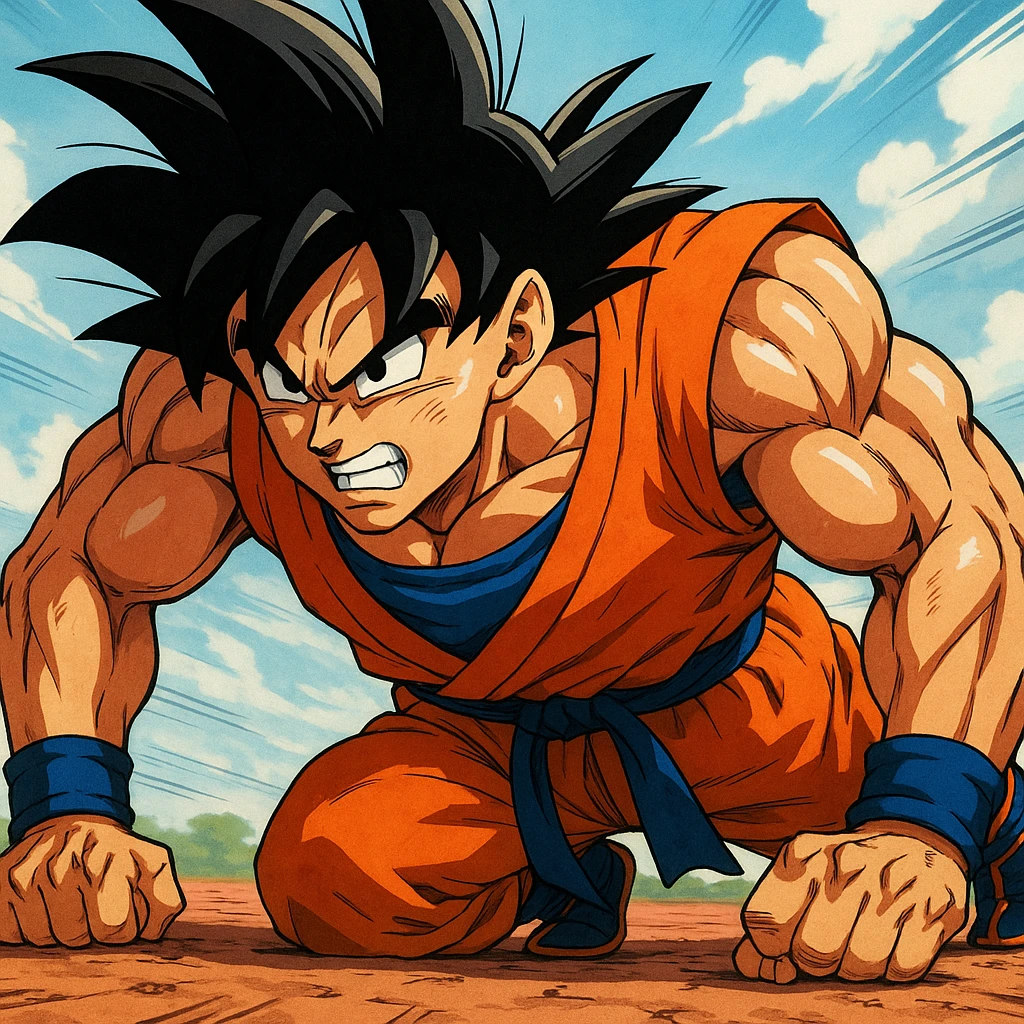 Goku from Dragon Ball Z doing push ups emoji