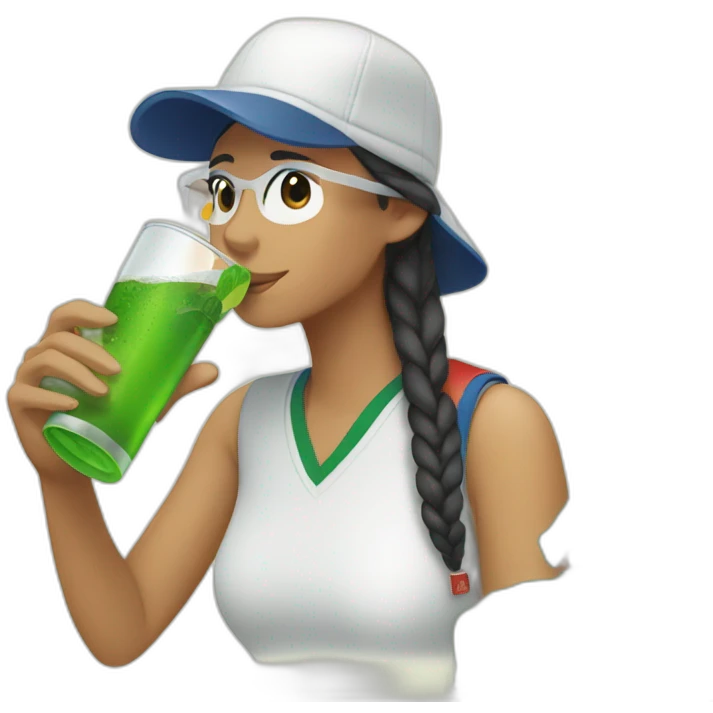 Latin girl Drinking and using lacoste emoji