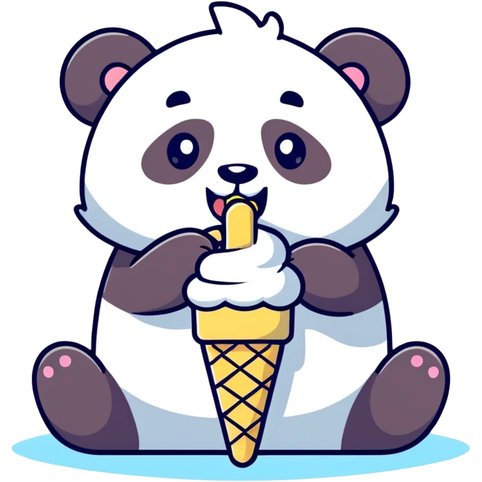 Panda eating ice cream emoji