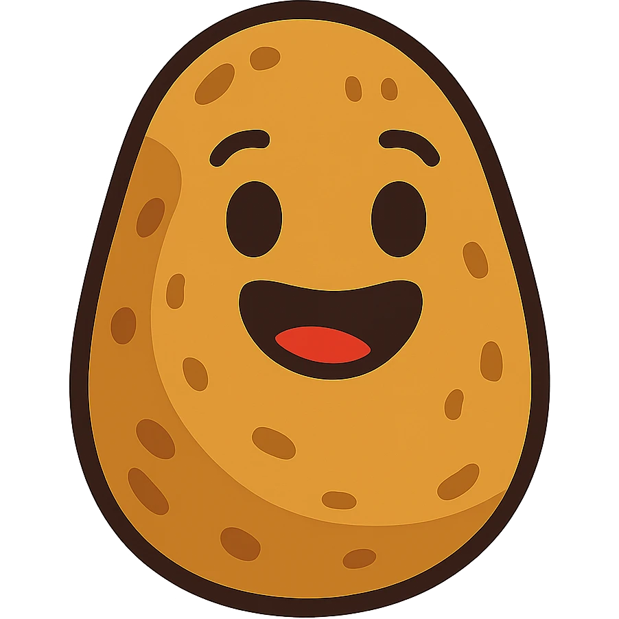 smiling potato tuber with mouth and eyes emoji
