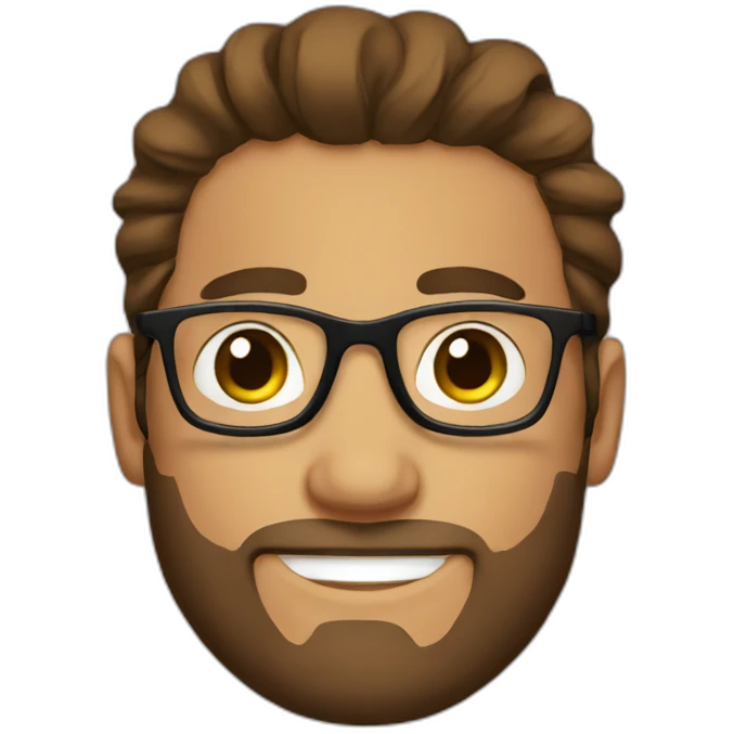 eyeglasses and man bun and brown hair emoji
