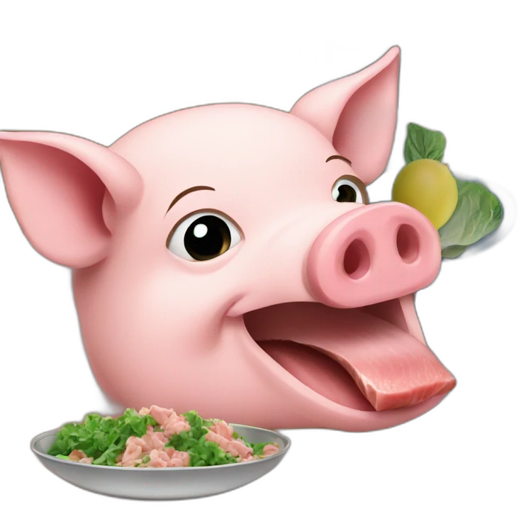 a pig eating a tuna can emoji
