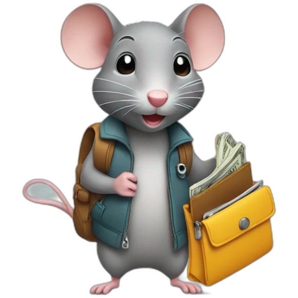 A little rat with a wallet to go to school emoji