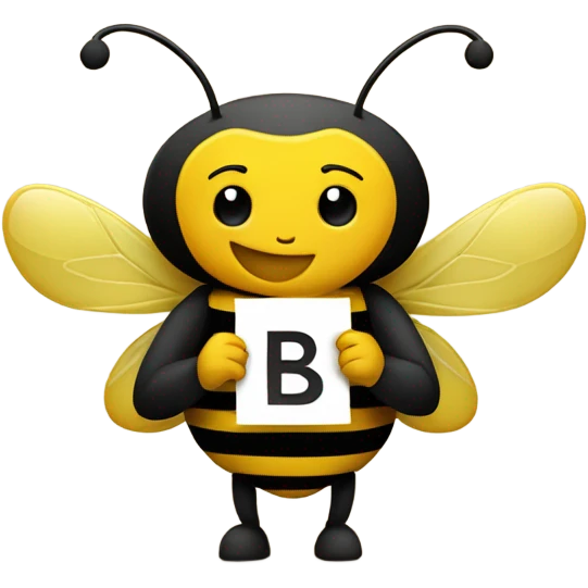 A bumblebee holding a letter b emoji