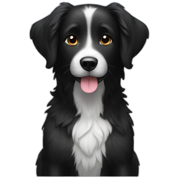 Hairy Black dog with white circle emoji