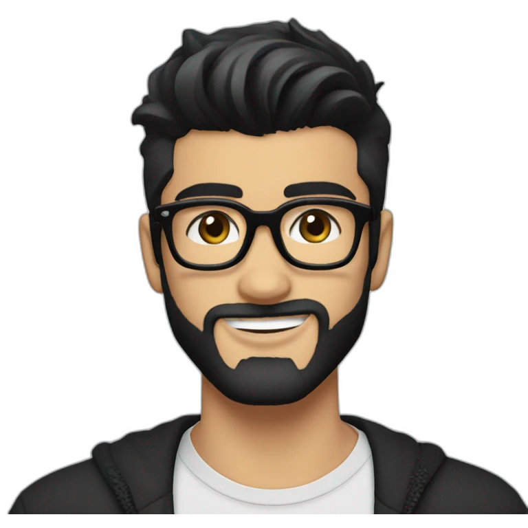 zayn malik sporting a pair of spectacles with beard and black hair emoji