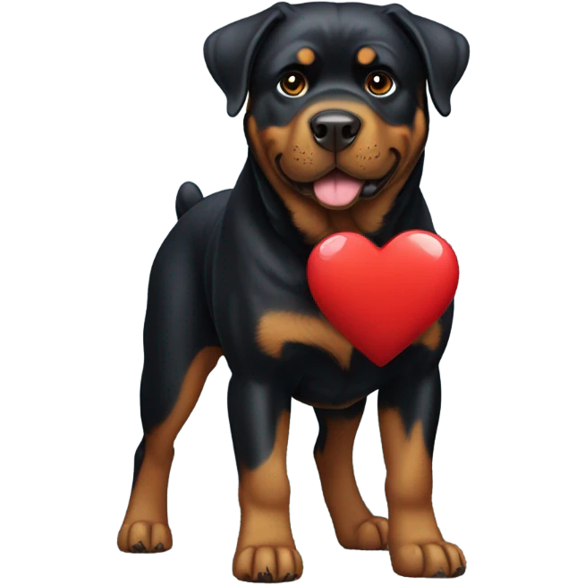 Rottweiler with a heart emoji