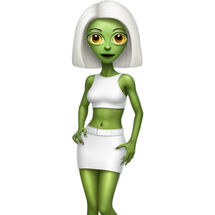 reptilian alien woman in white leather mini skirt emoji