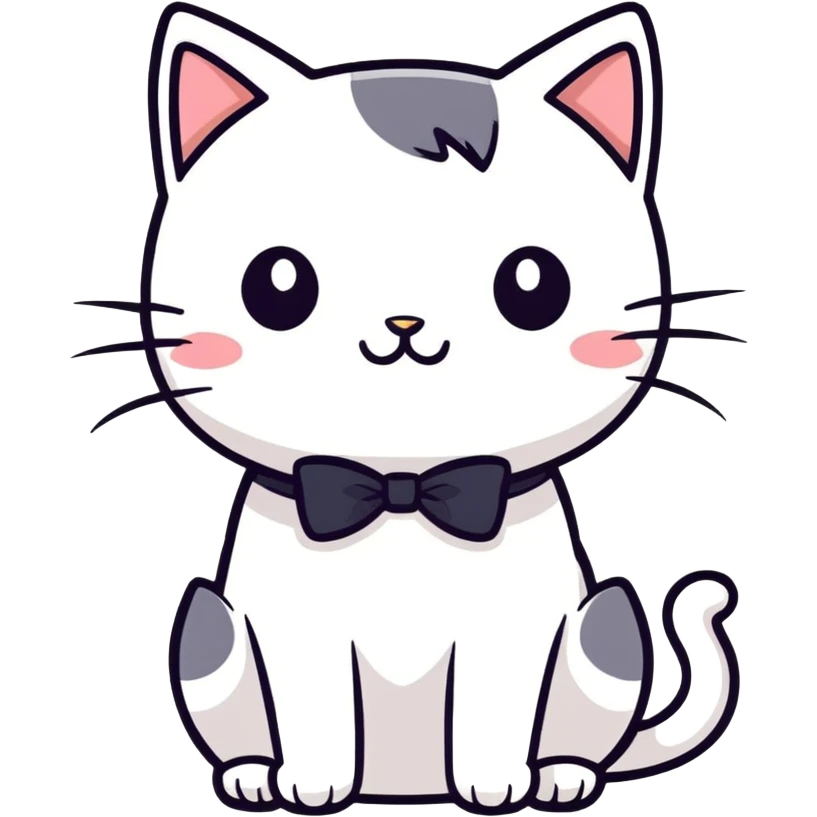 Cat wearing a white bow on this head emoji