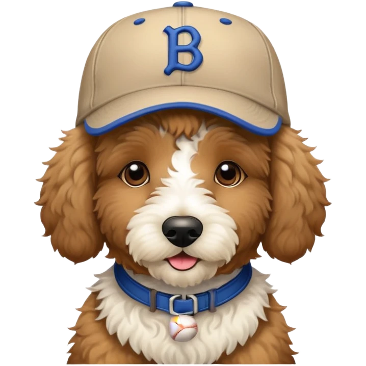 Bernadoodle wearing a baseball hat  emoji