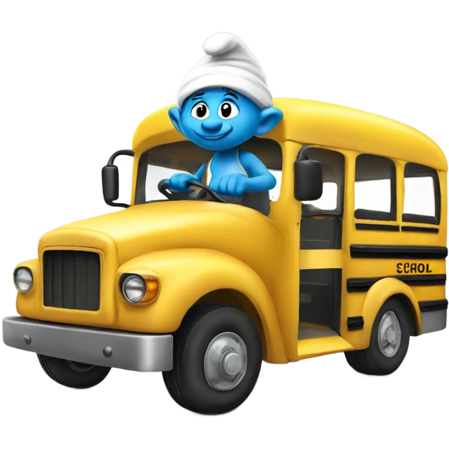 Smurf driving a school bus emoji