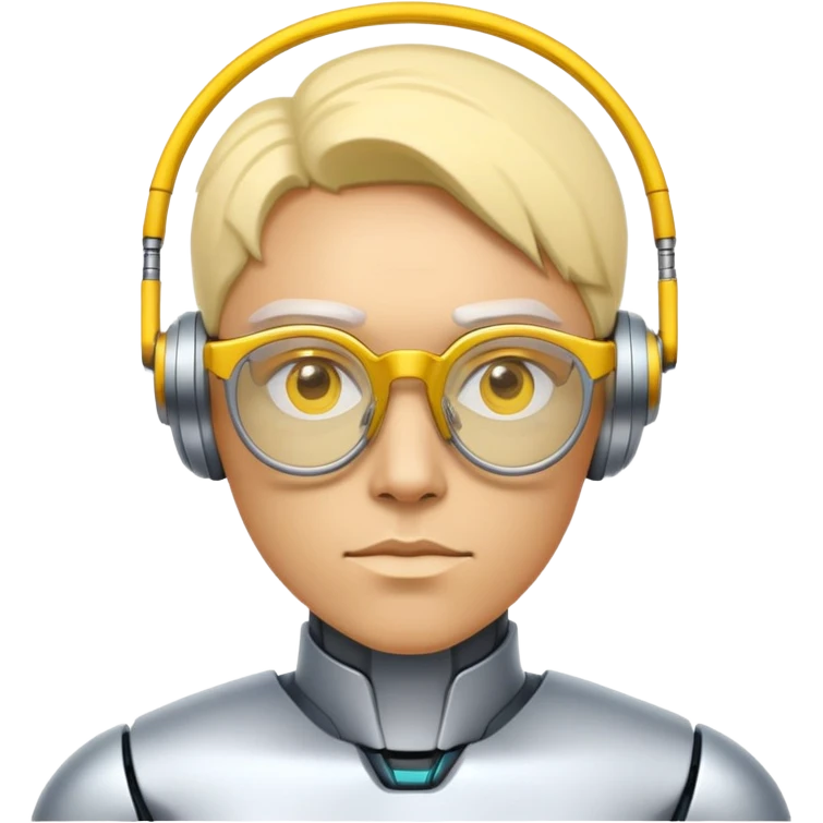 Crie um ciborgue usando oculos amarelo de grau emoji