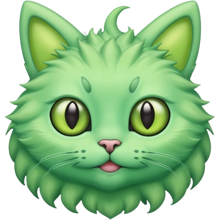 I want a cute fluffy green cat with alien eyes and alien antennas emoji