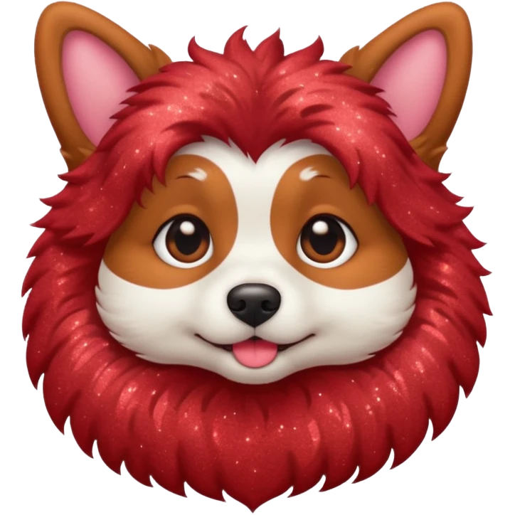 red glitter cute dog emoji