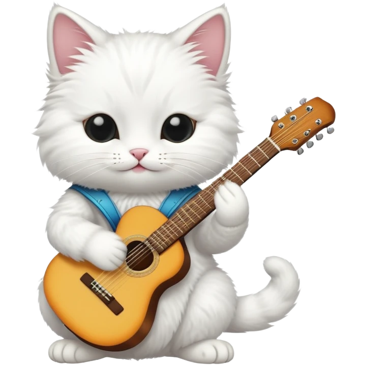 un gatto bianco che suona la chitarra emoji