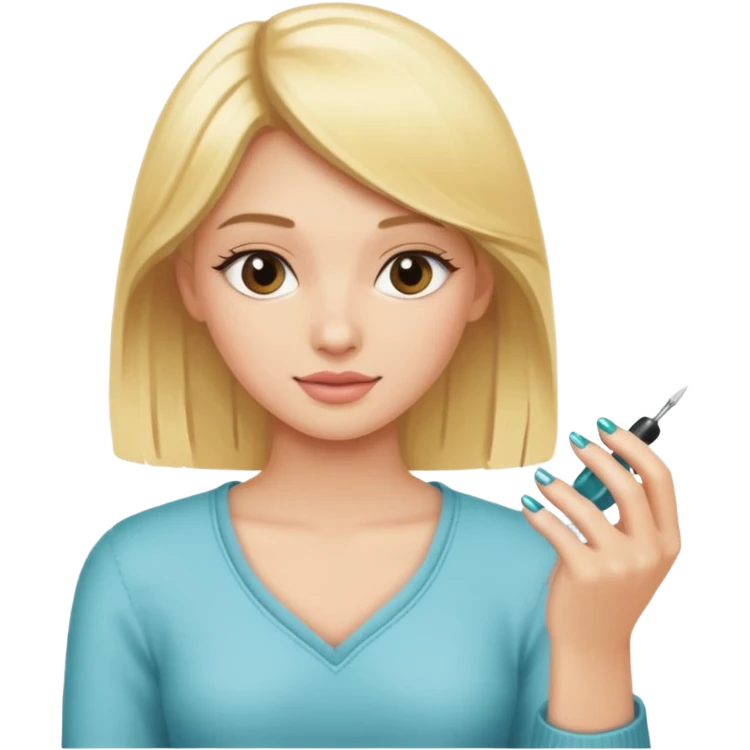 Blonde girl doing nails emoji