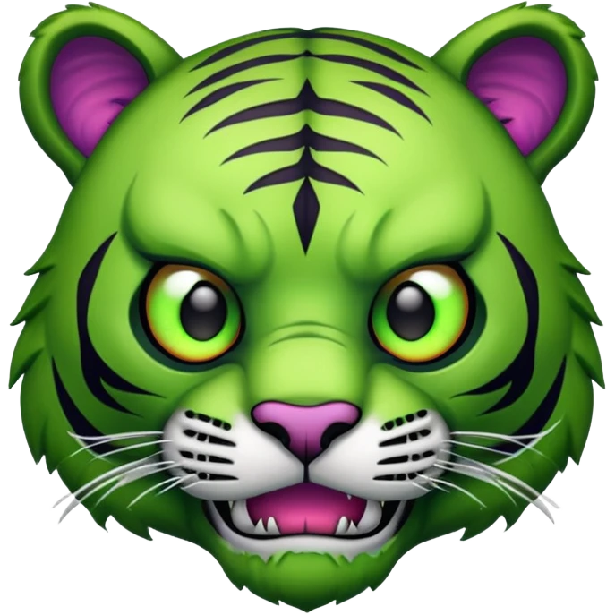 zombie tiger face with green skin and stitches for Twitch emote emoji