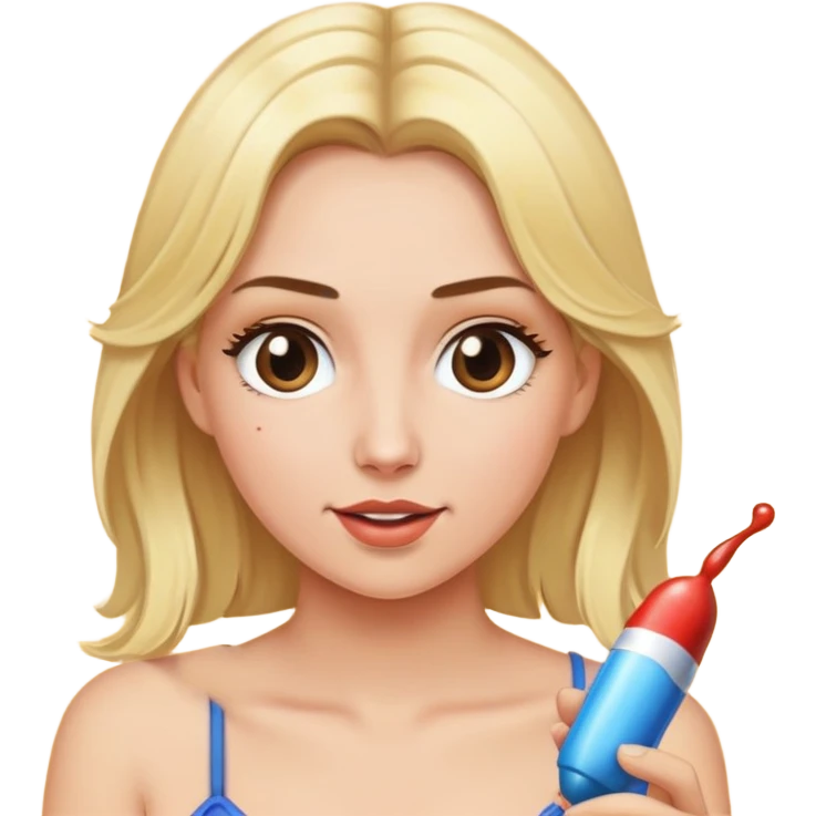 Blonde plays with cocks with cum emoji