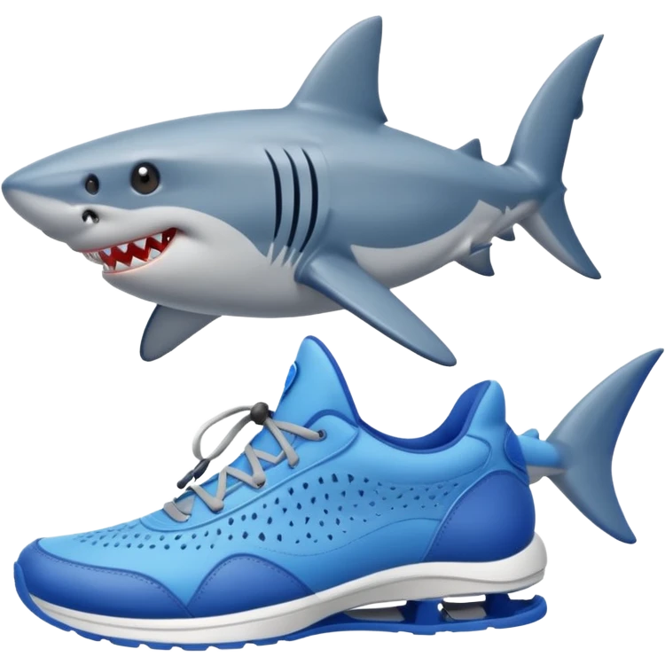 Shark with sports blue shoes emoji
