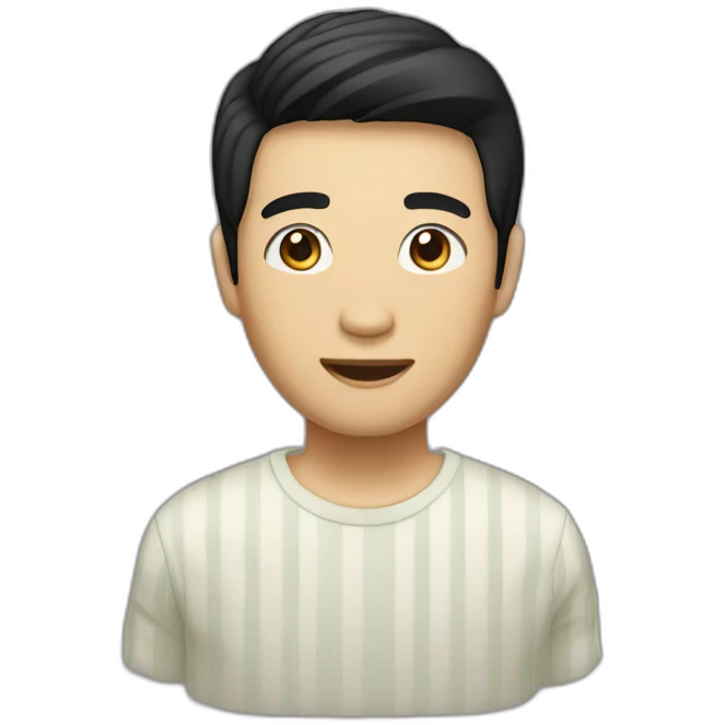 asian male with curtains haircut black hair emoji