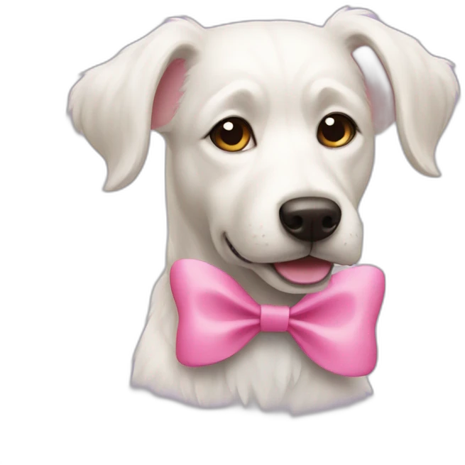 white dog with a pink bow emoji